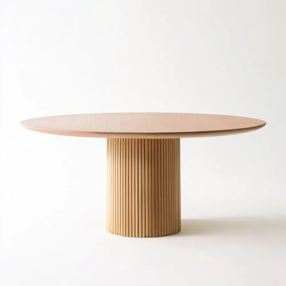 Okrągły stół z fornirowanego MDF, naturalny dąb, Ø120 × 75 cm