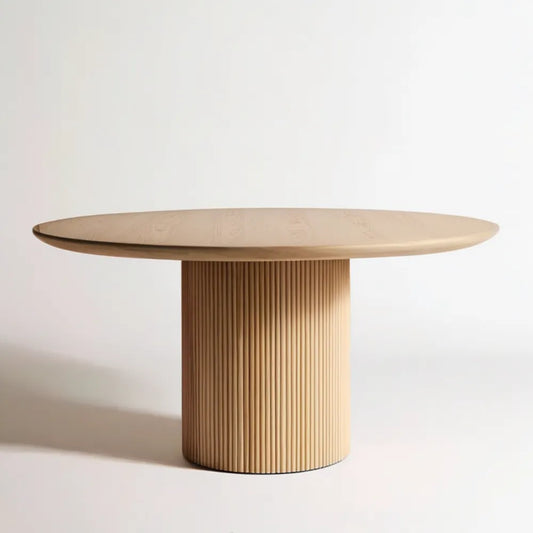 Okrągły stół jadalniany z MDF i fornirem dębowym, naturalny dąb, Ø 120 x 75 cm