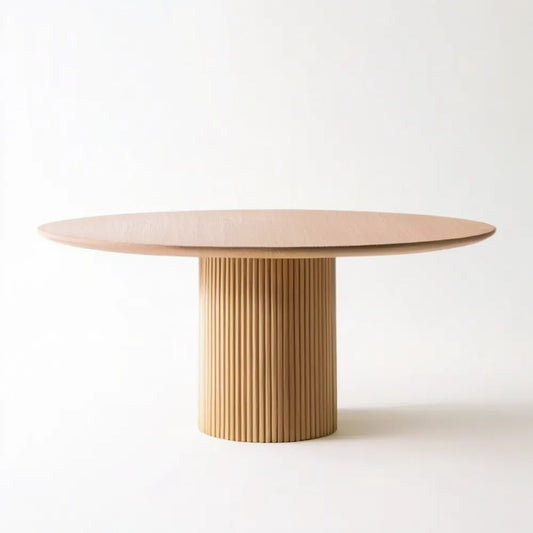 Okrągły stół z fornirowanego MDF, naturalny dąb, Ø120 × 75 cm
