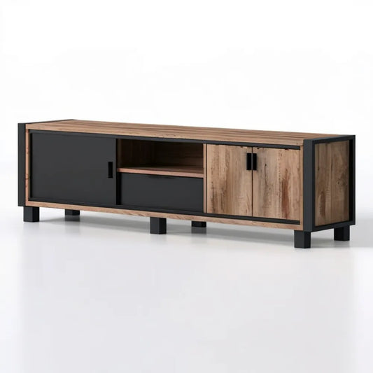 Industrialna szafka RTV brązowo-czarna 180 x 40 x 55 cm