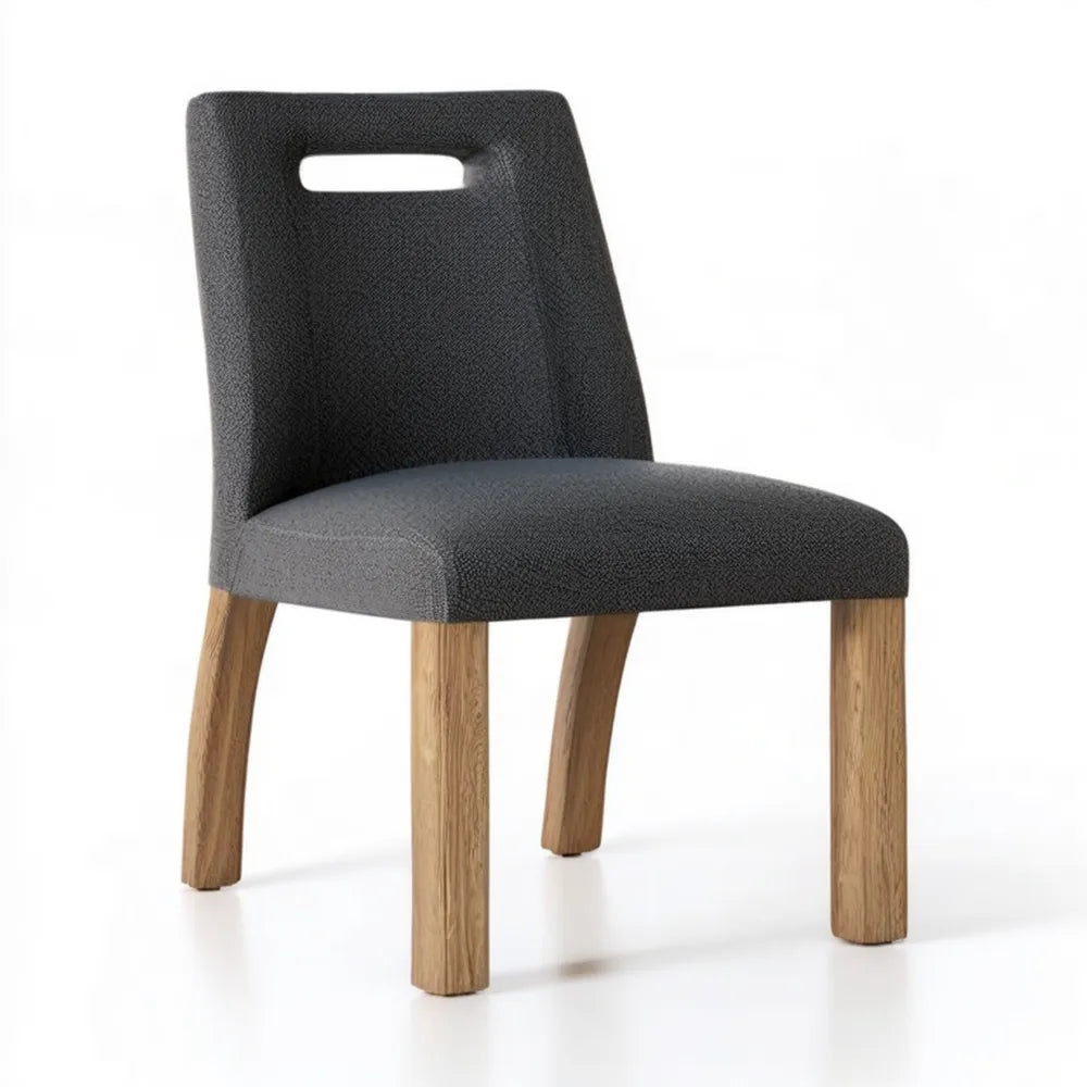 Tapicerowane krzesło ciemnoszare z nogami z litego dębu 47 x 58 x 96 cm