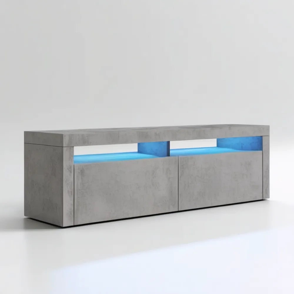 Szafka RTV betonowa z niebieskim oświetleniem LED 160 x 40 x 50 cm