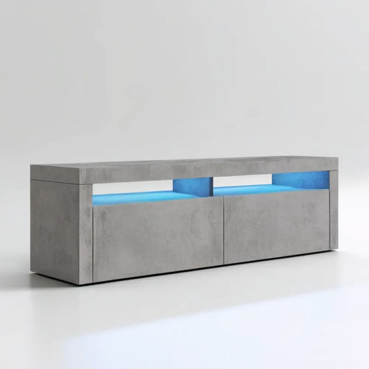 Szafka RTV betonowa z niebieskim oświetleniem LED 160 x 40 x 50 cm
