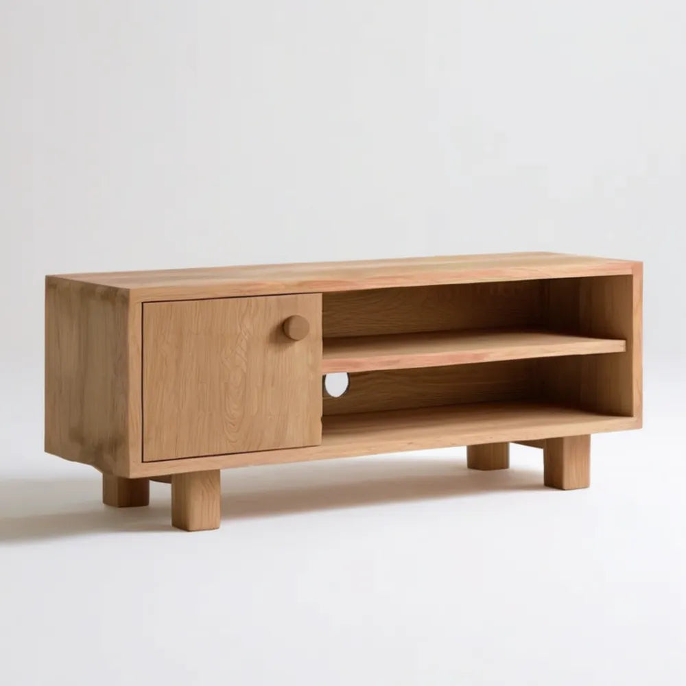 Szafka RTV w naturalnym kolorze dębu, 140 × 40 × 50 cm