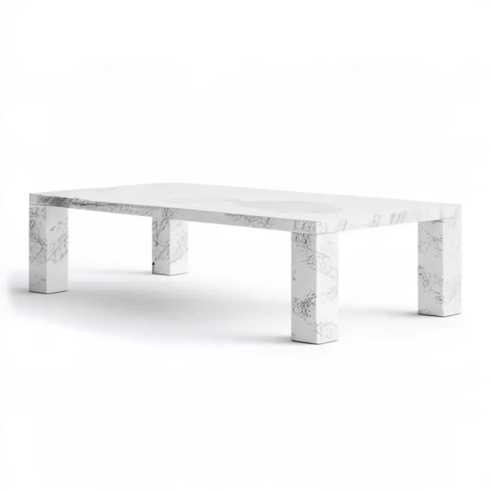 Prostokątny stół do jadalni 180 x 90 x 75 cm, MDF z okleiną PVC, biały marmur
