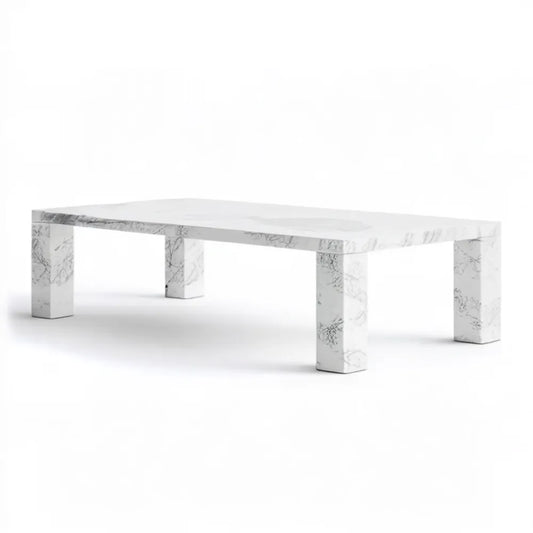 Prostokątny stół do jadalni 180 x 90 x 75 cm, MDF z okleiną PVC, biały marmur